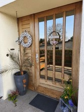 Haustür aus Eiche , 50 Jahre alt, Maaße: Höhe 2,24, Breite 1,79 , VHB 500€ 