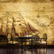 VINTAGE SCHIFF WELTKARTE Vlies Fototapete Wohnzimmer Tapete + KLEISTER 84