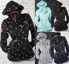 Damen Sweat Parka Mantel Jacke