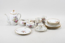 C26M29- Nymphenburg Porzellan Mokkaservice Blumenmalerei Goldrand 21-tlg