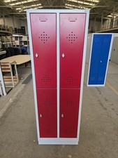 C+P Metallspind 4 kleine Abteile 61cm breit grau rot abschließbar