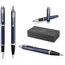 Parker IM Core Schreibset Tintenroller+Kugelschreiber Matte Blue C.C. mit Gravur