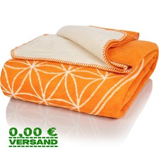 Glart J2BO Kuscheldecke Baumwolle, Blume des Lebens Orange-Ecru, 150x200cm