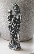 Madonna mit Kind Statue alte Heiligenfigur   Hl.Maria mit Kind Zinn H- 10 cm