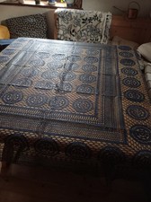 Vinyl Tischdecke Spitzen Häkel Optik PVC 134 x 157 cm Dunkelblau