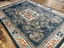 Antiker Peking Liebhaber Stück Petrol Blau Handgeknüpft Top Qualität 305x205