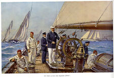 Prof. Willy Stöwer Der Kaiser an Bord seiner Segeljacht Histor.Kunstdruck v.1912