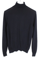 Suitsupply Merino Wool Pullover Herren Klein Hoch Hals Stretch Marineblau Strick