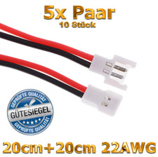 ✅ 5 Paar 2Pin Molex Stecker Buchse Male Female je 20cm Silikonkabel Lipo Akku RC