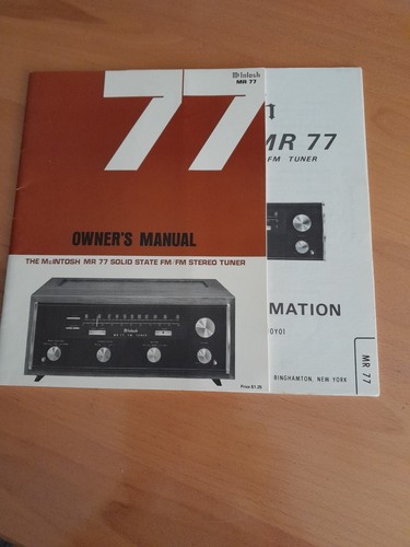Mcintosh owner s manual - mr, 77