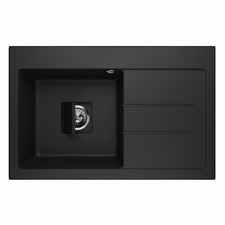 Spülbecken Granitspüle Einbauspüle Tiefe Siphon Lavello Qube 1.0 Schwarz Rechts