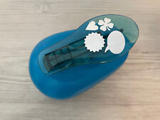 Großer Tchibo Motivstanzer Motivlocher türkis Kleeblatt Herz Sprechblase 4 in 1