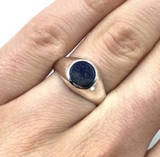 925 Silber Ring Lapislazuli klassischer runder Bandring massiver Schmuck RW 61