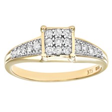 Diamantring 9 kt Gelbgold mit