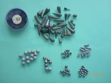 Angelblei Set, Birnenblei, Kugelblei, Schrotblei, etc., verschiedene Gewichte