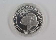 Somalia 10 Dollar 1998 Afrikanischer Affe African Monkey Silber 999 1 OZ