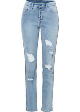 Neu Jeans mit Glanzstreifen Gr. 40 Hellblau Denim Damenhose Pants Mom-Jeans