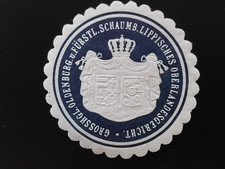 Siegelmarke Grosshgl. Oldenburg Schaumb. Lippisches Oberlandesgericht Dunkelblau