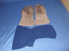 alte Stulpenhandschuhe Simson Motorrad Krad  DDR echt Leder Sturmhaube Konvolut