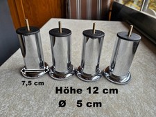 4x Couchfüße Verchromt Sofafüße Möbelbeine Möbelfüße Metall H: 12 cm