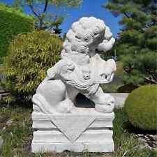 Chinesischer Wächterlöwe Tempellöwe Marmorstein Skulptur China 1m AsienLifeStyle