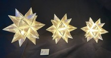 3 Stück silberne Bascetta Sterne /Origami-Stern LED-Beleuchtung / 3 Größen # 2
