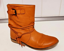Leder Stiefeletten, coole Schlupfstiefel aus Ibiza, orange, Größe 40