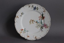 Antikes Haviland & Co Limoges Bunte Blumen Speiseteller D 24cm Rand bestoßen (9)