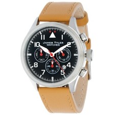 JT 706-5 FLIEGERUHR CHRONOGRAPH SEIKO / EPSON UHRWERK LEDERARMBAND 44MM NEU!