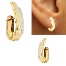 Kleine echt Gold Klapp-Creolen bicolor Ohrringe 8 Karat 333 Gelbgold zweifarbig