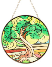 Yggdrasil Fensterbild Glas Inklusive Aufhängung mit Kette und Saugnapf; ø 15 cm