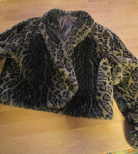 Jäckchen Gr.40/42 Kunstpelz LEO-Muster Fake Fur Taillenlang Schalkragen