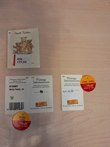 Steiff teddy etiketten - steiff, etiketten/labels