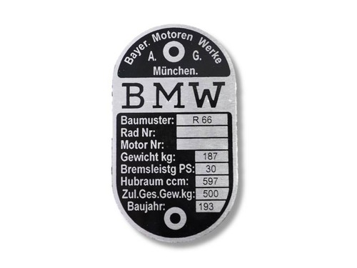 Bmw r66 typenschild - bmw, schild
