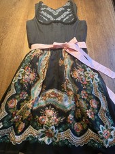 Gössl Dirndl Dirndlkleid Gr. 40/42, schwarz Seidenschürze mit Rosen sehr edel