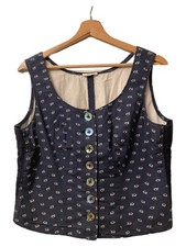 Mothwurf Damen Top Shirt Gr. 40/L Blau Baumwolle Klassisch Florales Muster