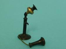 Puppenstube Telefon Zinn Miniatur schwarz uralt für Puppe um 1910, original, Top