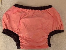 Gummihose Windelhose pvc Gr. XL in rosa mit Kontrastfarbe an Bund und Beinen