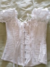 Damen-Korsett-Hochzeit-Fasching-weiß Gr.S Neu