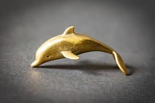 Accessoires Metall Messing Figur Delfin | Delphin, Metallguß Tier Skulptur 5,2cm