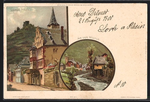 Künstler carl biese - künstler-ak, lorch