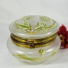 Alte Jugendstil Dose Emailmalerei Art Nouveau Glas Dose um 1900 / ev 515(14)