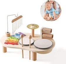 Schlagzeug Für Kinder aus Holz, 7-in-1 Musik Spielzeug, Montessori Instrument
