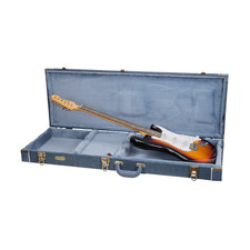 Crossrock Holzkoffer für E-Gitarren, Fender Telecaster & Stratocaster–Rauchblau