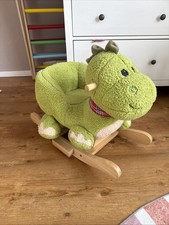 Schaukelpferd Plüsch Dino Schaukeltier 60 cm Baby Wippe Holz Spielzeug ab 9M