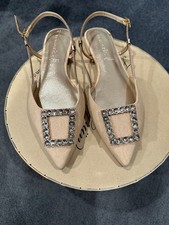 Tamaris Sling Back Ballerina Beige mit Schmuckbrosche Gr. 40 Neu