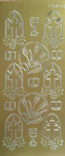 Stickerbogen Kirchliche Zeichen Kelch Kreuz Kommunion Konfirmation gold Neu