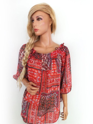 Boho peasant tunika bluse rot - boho,