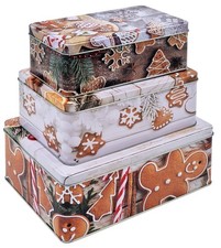 Keksdosen GINGERBREAD 3er Set - Plätzchendosen Gebäckdose Blechdose rechteckig