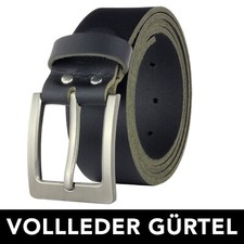 Gürtel Leder Schwarz Vollledergürtel 4cm Herren Damen Ledergürtel Büffelleder